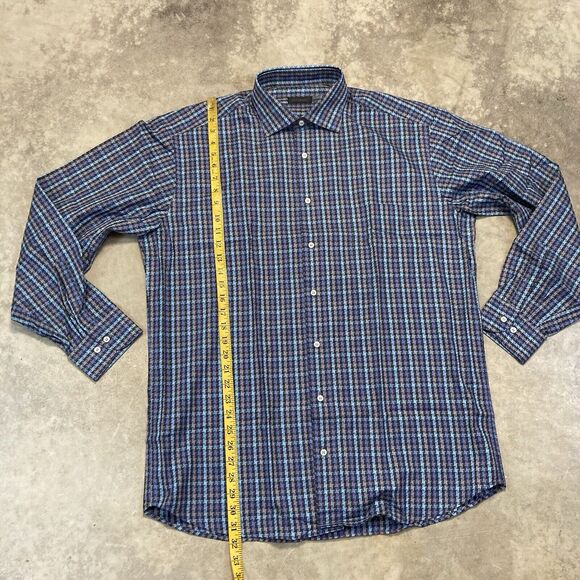 St Croix Shirt Mens Large Button Up Geometric Cotton Italy Multicolor Italy - Picture 3 of 9